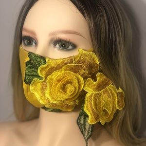 NEW! handmade Yellow Face Mask with Yellow Roses